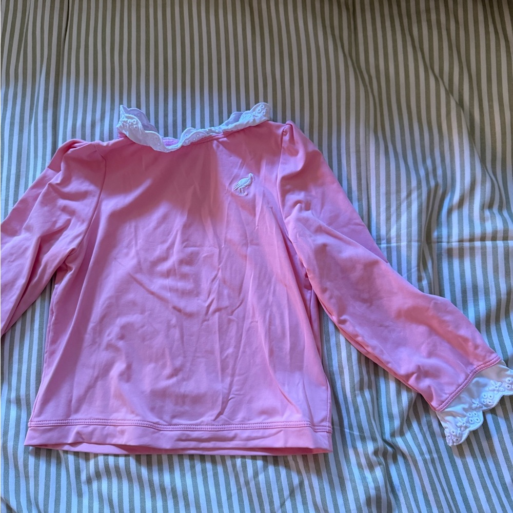 The Beaufort Bonnet Company Pink Lace Trim Long Sleeve Tee